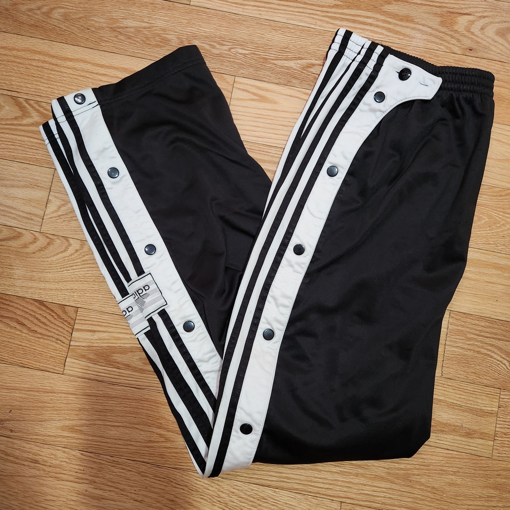 Vintage Adidas Joggers Black and White Snap Size L Adibreak